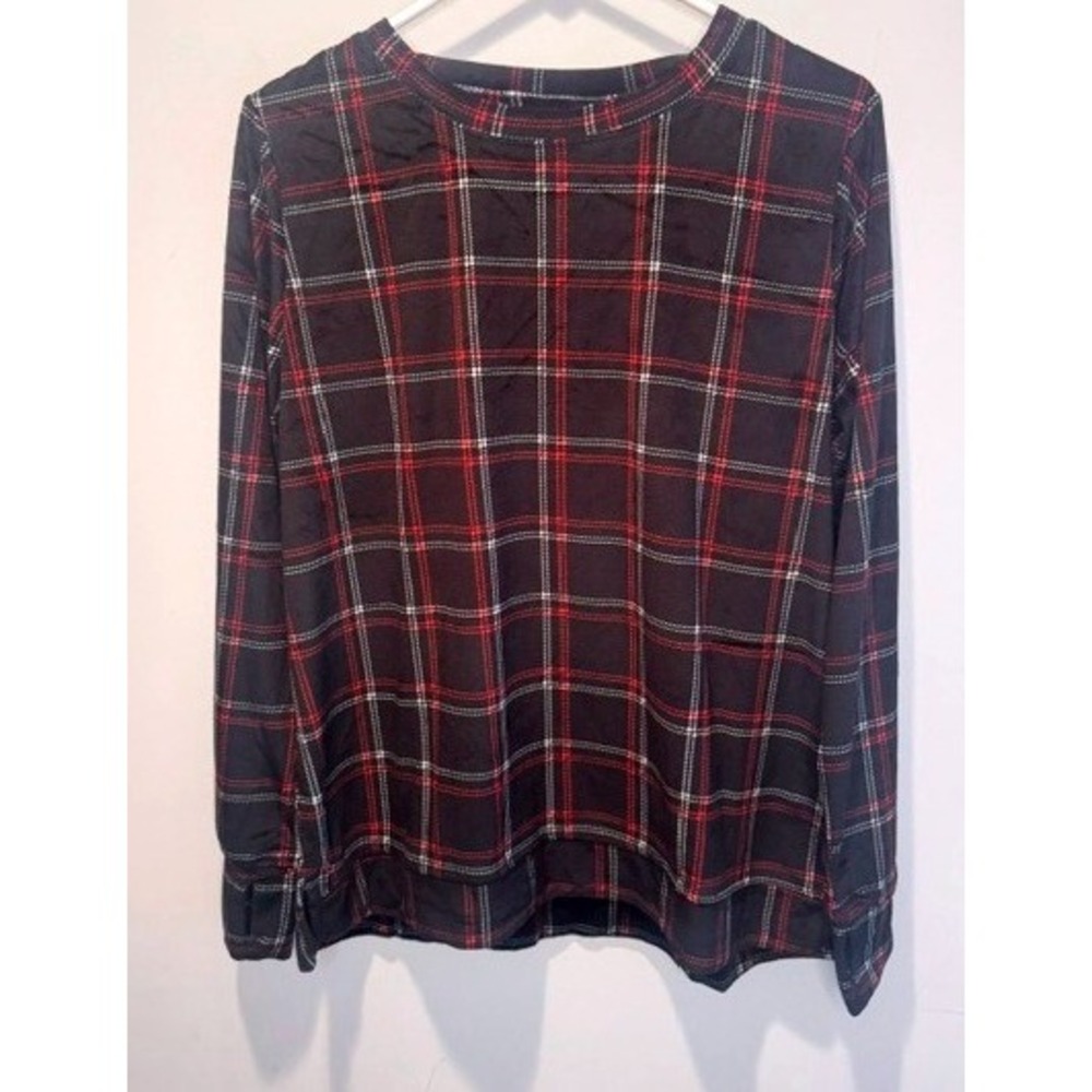 Cuddl Duds Womens Black Red Plaid Long Sleeve Base Top M NEW Loungewear